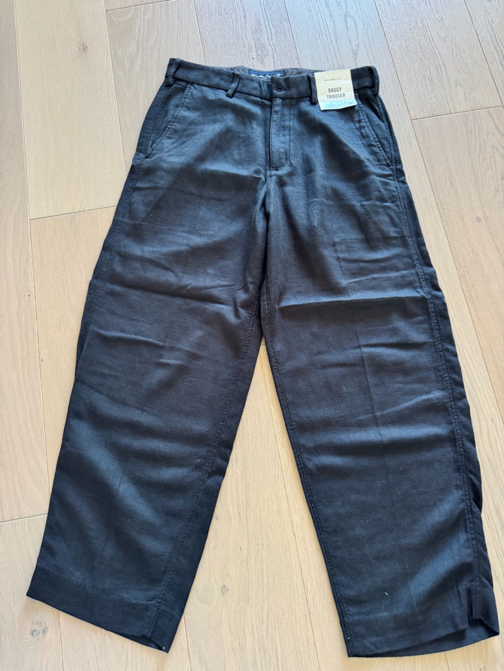 Abercrombie & Fitch Black Men's Linen Baggy Trouser Pants NWT Size 30x30